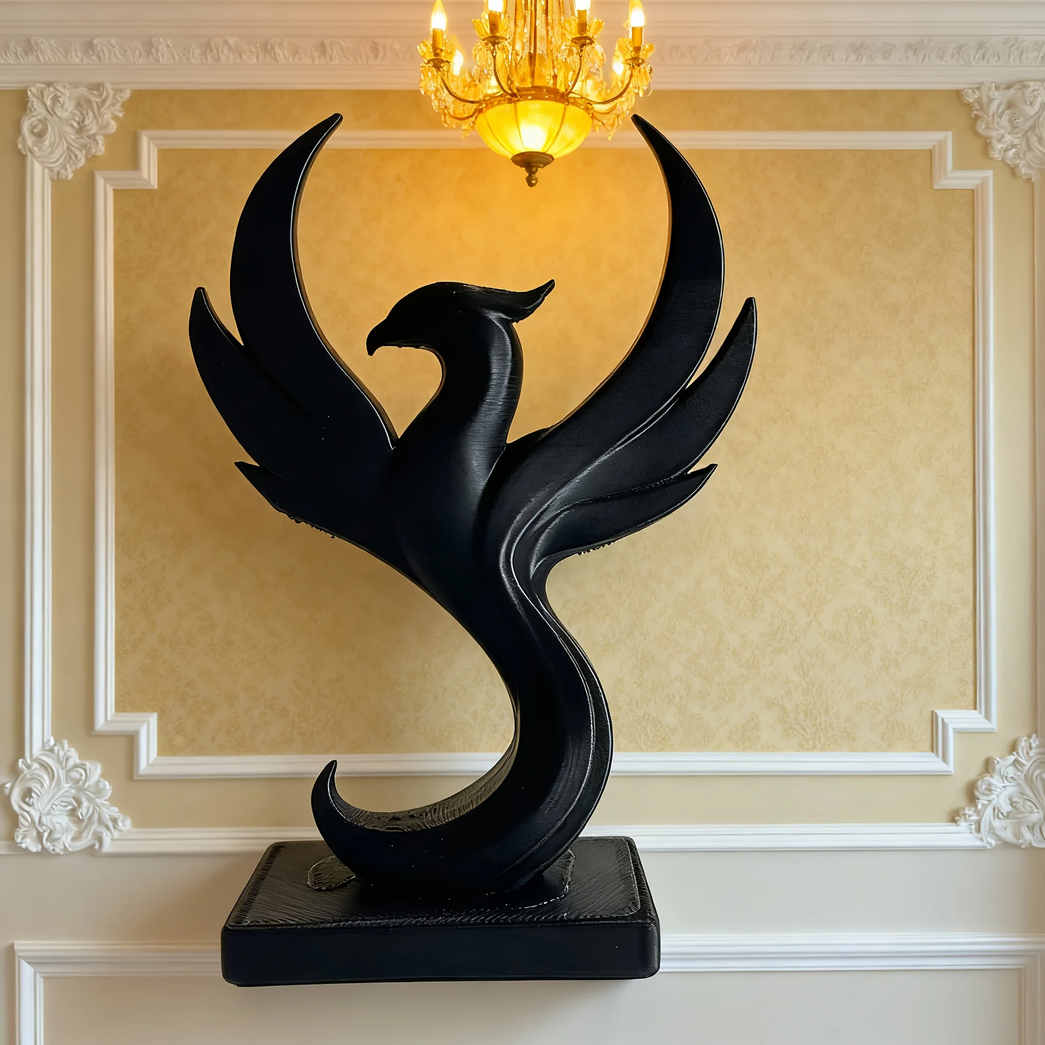 1/2 Piece Set of Elegant and Simple Black Phoenix Statue Ornaments, Vintage Modern Plastic Small Statues Suitable for Home, Office, Car, and Shelf Decoration, Iconic Phoenix Gifts, Can Be Used as Christmas, Birthday, Holiday, and Special Occasion Table, Bookshelf, and Coffee Table Decorations