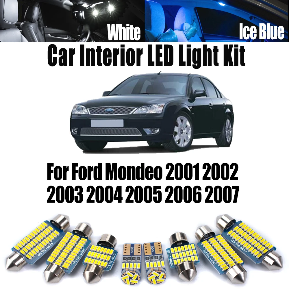 

14 шт. Canbus светодиодный комплект внутреннего освещения для чтения карт купола багажника для Ford Mondeo 2001 2002 2003 2004 2005 2006 2007 автомобильные аксессуары