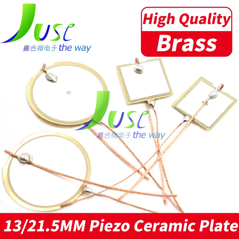 10Pcs/Lot 13MM 21.5MM Piezoelectric Ceramic Double-sided Square Circle Brass Ultrasonic  Piezo Ceramic High Power Buzzers