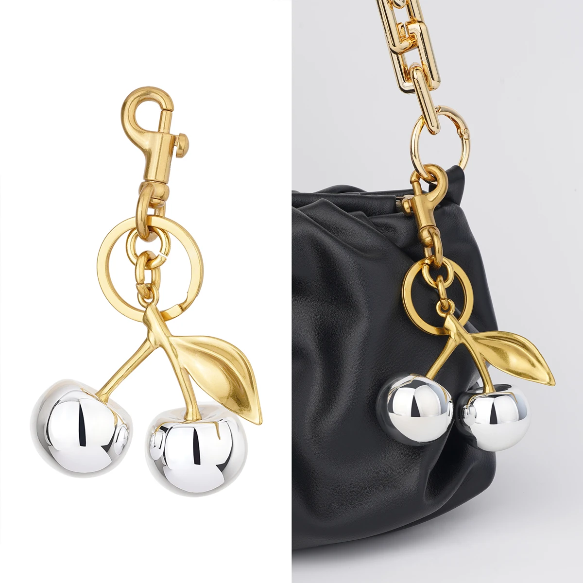 

Сверкающий серебряный кристалл, подвеска с вишней для сумки, подвеска из смолы с вишней, кошелек, брелок, очаровательный праздничный аксессуар для рождественских сумок