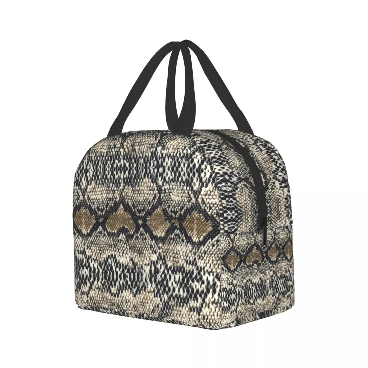 Fiambrera con estampado de piel de serpiente para niños, fiambrera térmica con aislamiento térmico, bolsa de almacenamiento de bolsos para la comida para mujer para Picnic de viaje al aire libre