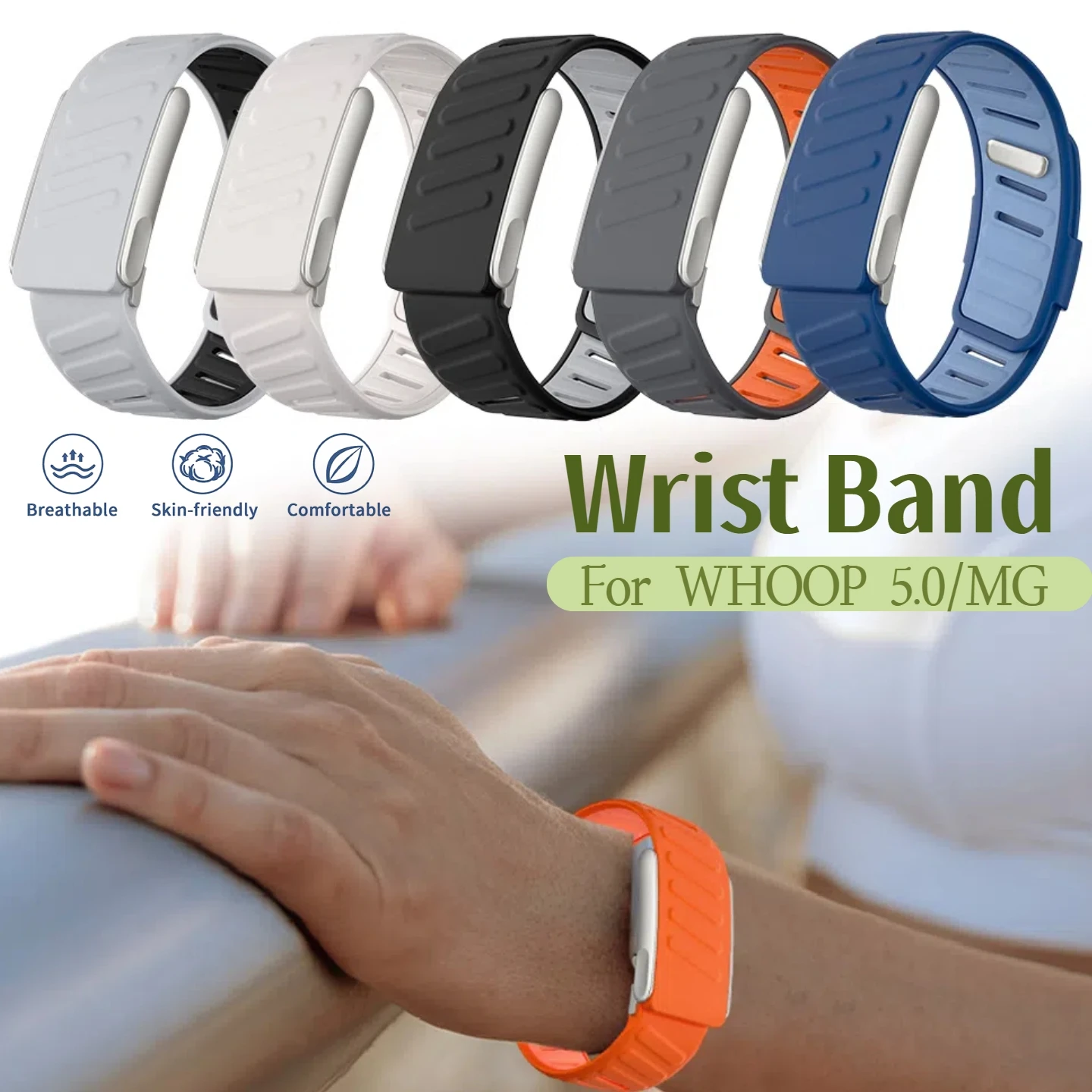 

Совместим с WHOOP 5.0/MG SportFlex, мягкий силиконовый ремешок, водонепроницаемый и влагостойкий, регулируемый, из мягкой резины.