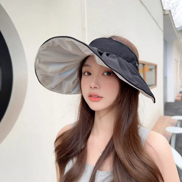 Free Shipping Empty Top Sun Hat Female Summer Hair Band Sun Hat Large Edge Face Sunscreen Shell Sun Hat Hiking Cap