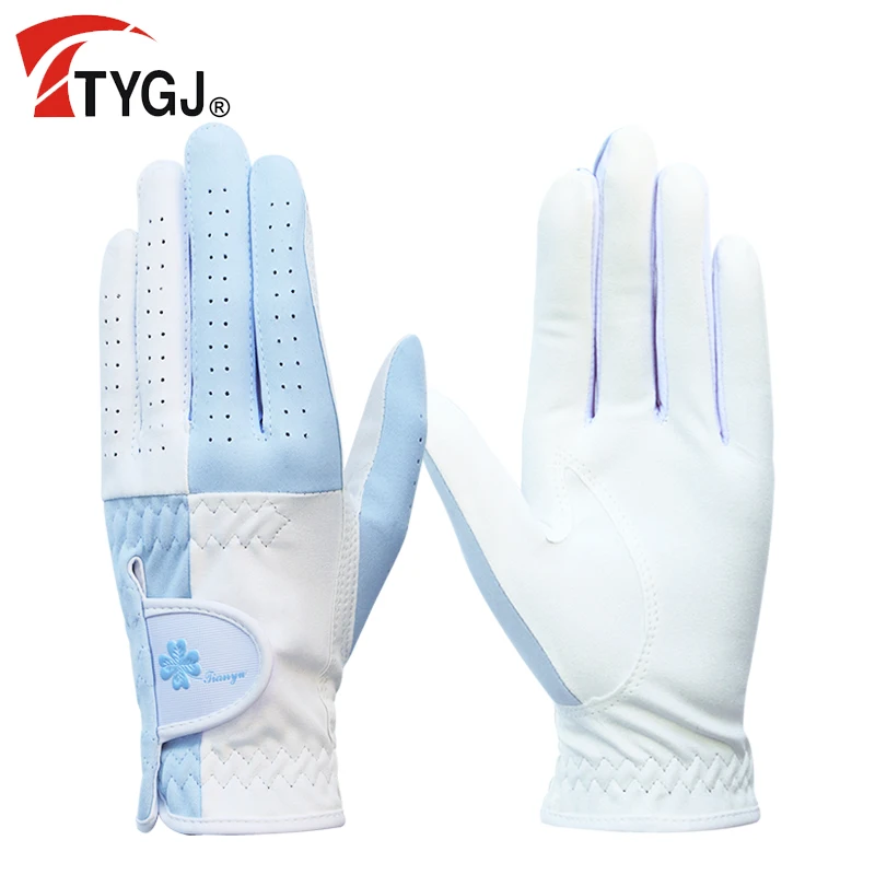 TTYGJ Golf Women's Sports Gloves are made of washable fiber cloth and can absorb sweat on both hands. They are breathable and th