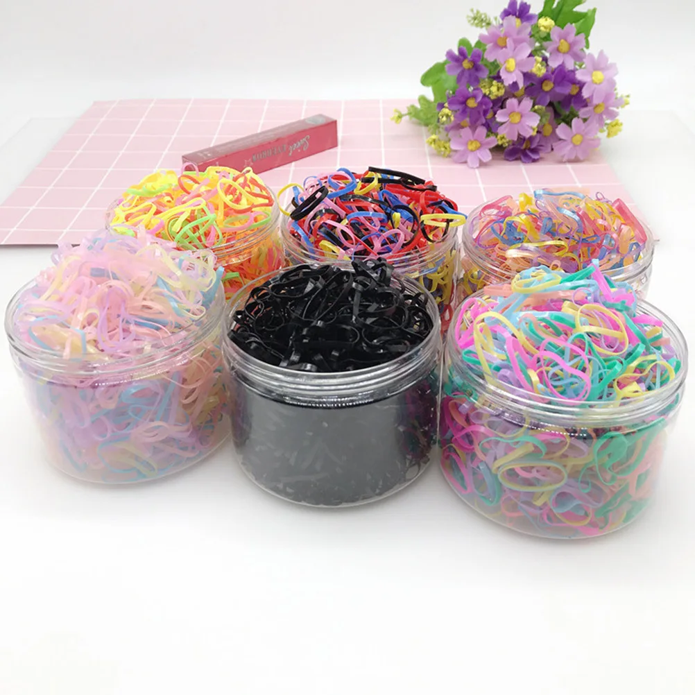 1000Pcs Rubber Bands Box Set Multicolor Elastic Hair Bands Disposable Hair Ties for Handcraft Ponytail Holder