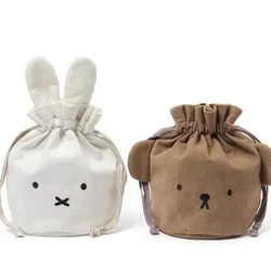 Miffy-コーデュロイ巾着バンドルポーチ、カワイイ、ラブリー、トラベル、ポータブル、化粧品収納、洗濯と手描き、お金、ハンドバッグバッグ