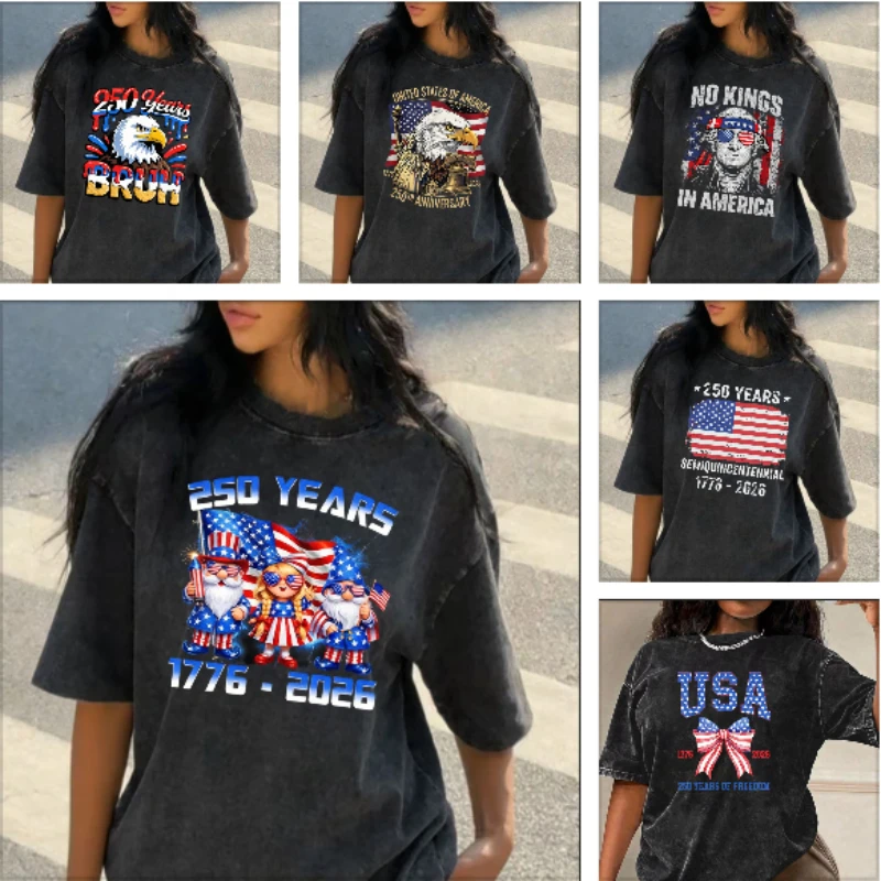 America 250th Anniversary T-Shirt USA 250 Years Shirt 4th of July Graphic T Shirts for Women's Clothing Camisetas Vintage