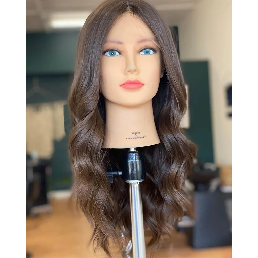 Zachte Lijmloze Lange Natuurlijke Bruine 28 ''Body Wave 5X5 Zijde Basis Joodse Mensenhaar Pruik Baby Hair Hd Kant Europese Haar Pretokkeld