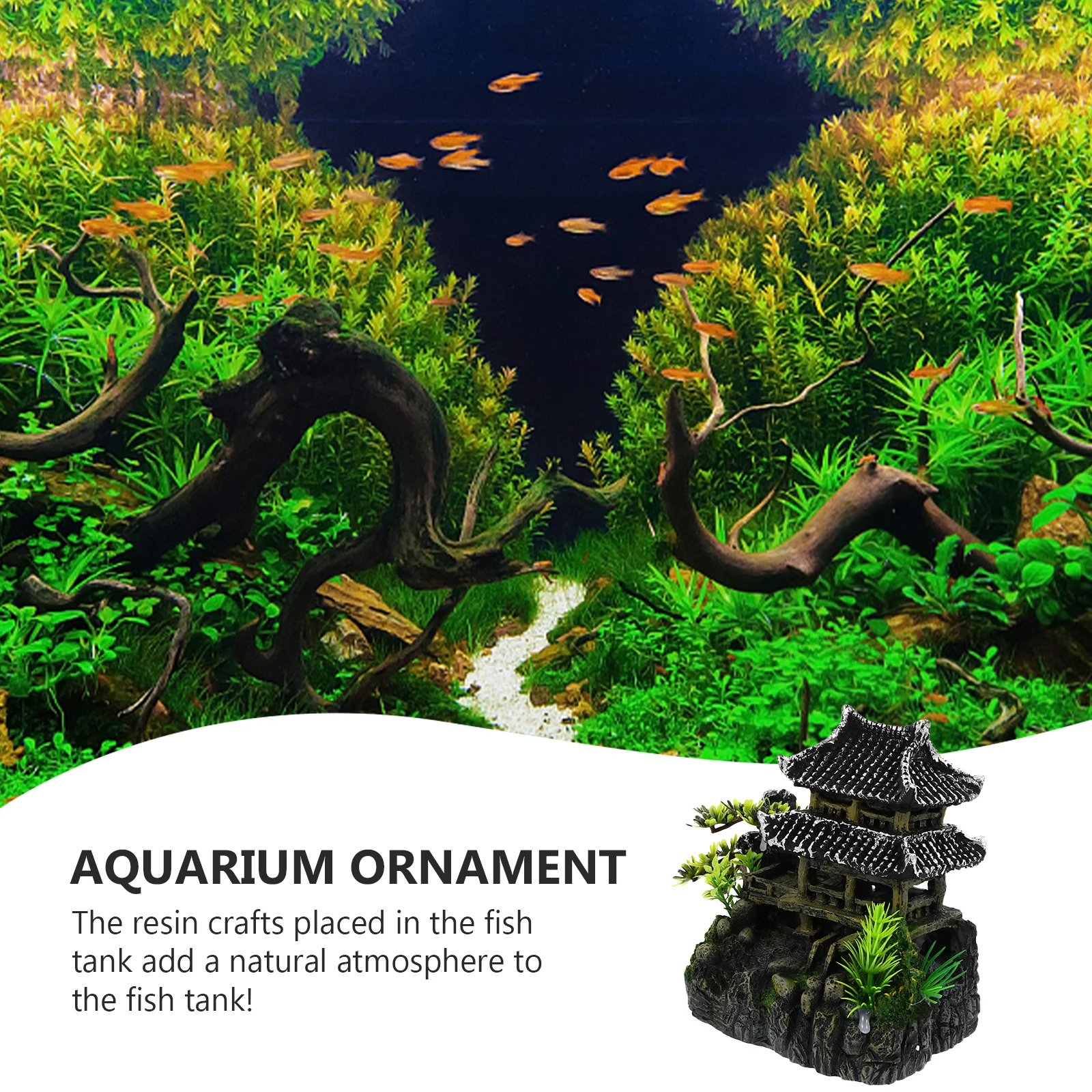 

Fish Tank Resin Simulation Pagoda Aquarium Ornament Fish Shelter Hiding Cave Craft Landscape Decor Aquarium Ornament