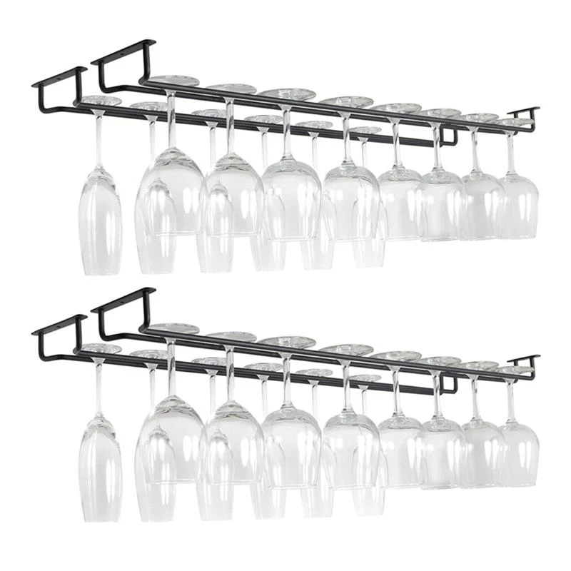 

Durable Iron Wine Rack Glass Holder Hanging Bar Hanger Shelf Wine Glass Stand