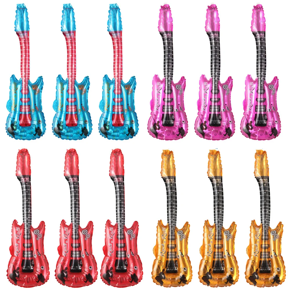 20pcs Guitar Balloon Helium Shape Balloon 80s Rock Star Theme Party Decorations Musical Instrument Props New Years Eve Party