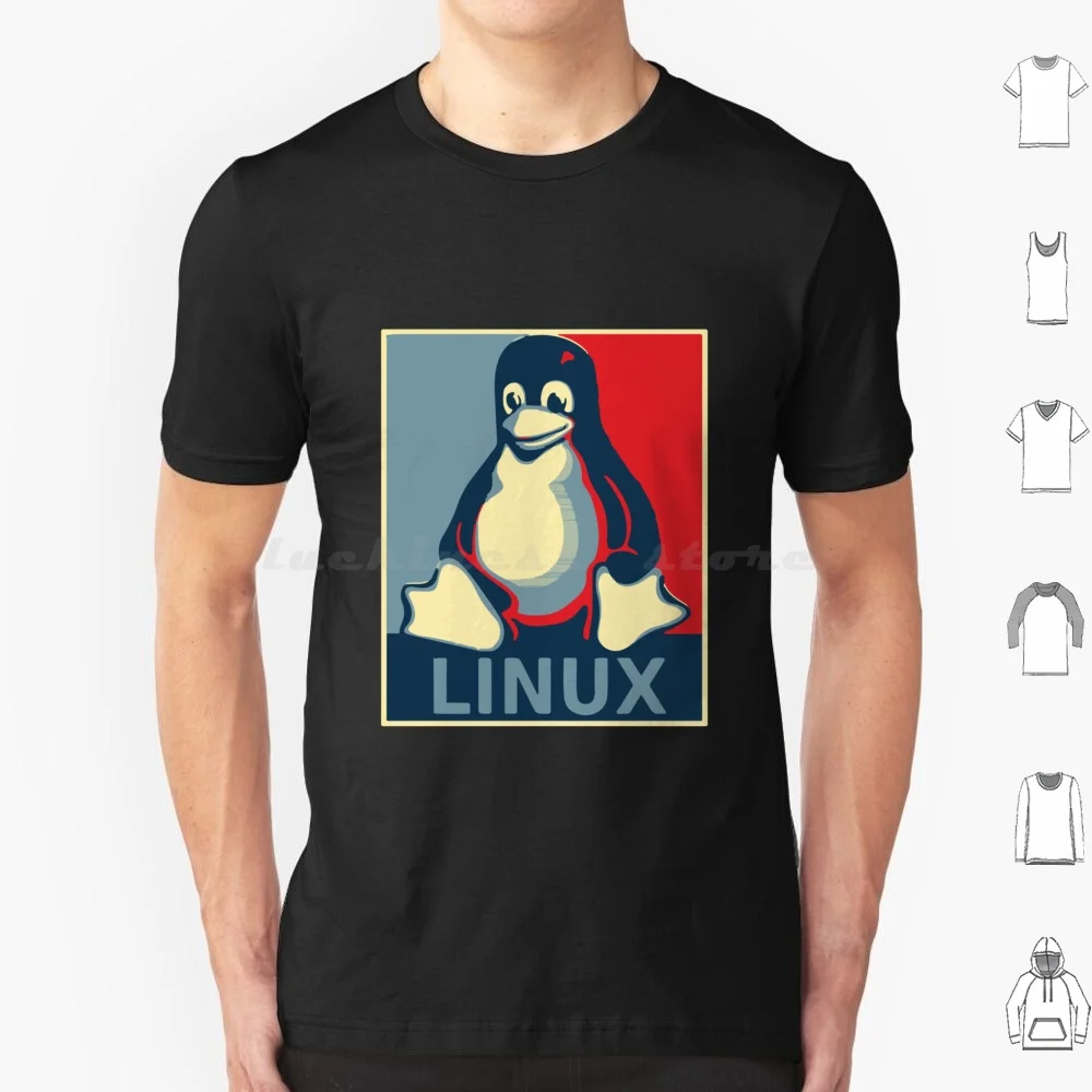 Linux Tux Penguin Obama Poster Hope Vintage T Shirt Cotton Men Women DIY Print Linux Tux Penguin Obama Hope Vintage