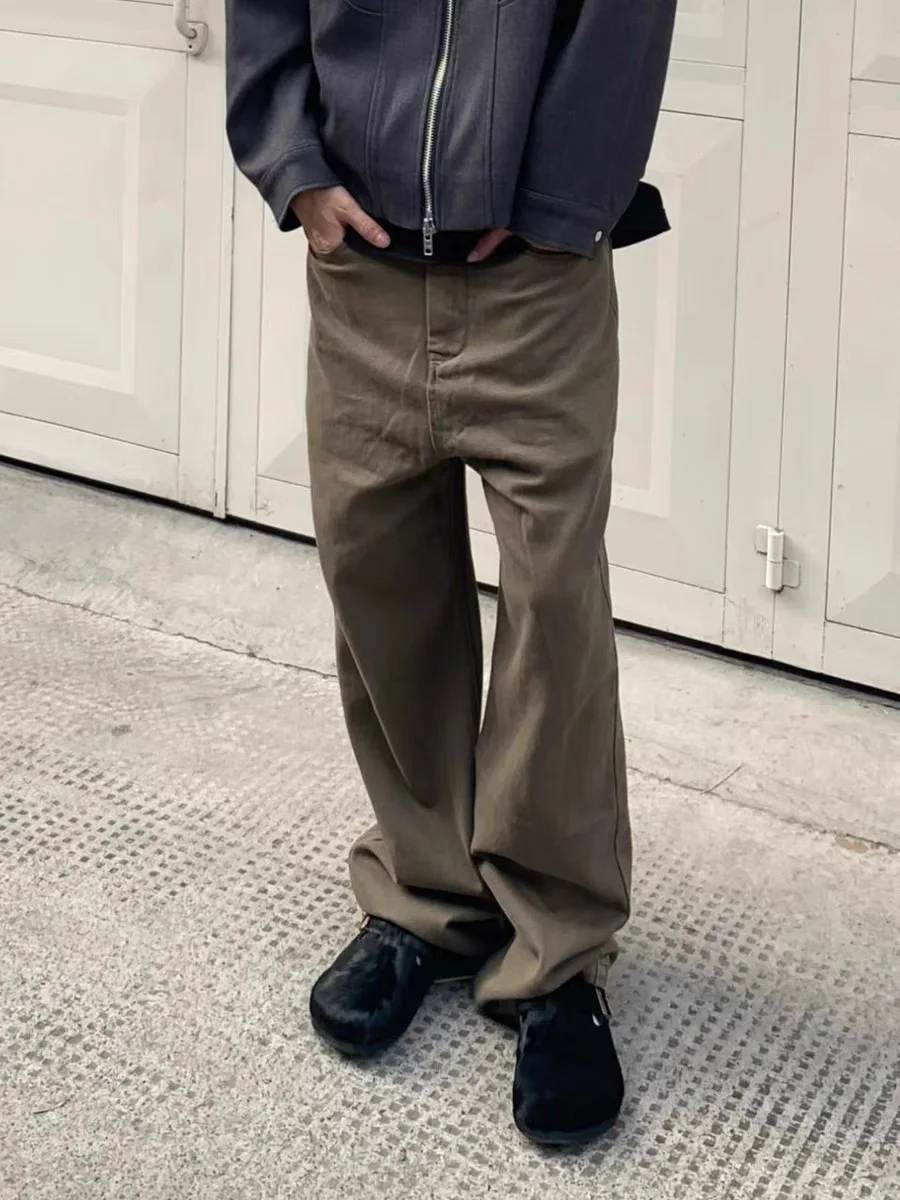 

Американские прямые джинсы с завышенной талией, модный простой дизайн, повседневные свободные джинсы, молодежная весенне-осенняя одежда