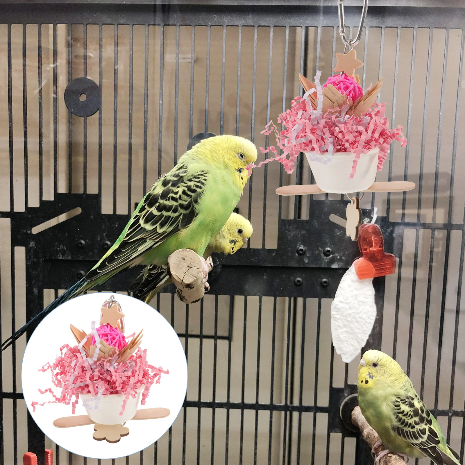 Parrot Toy Funny Bird Chew Cage Bite Toys Dedicated Hanging Chewing Teething Wooden
