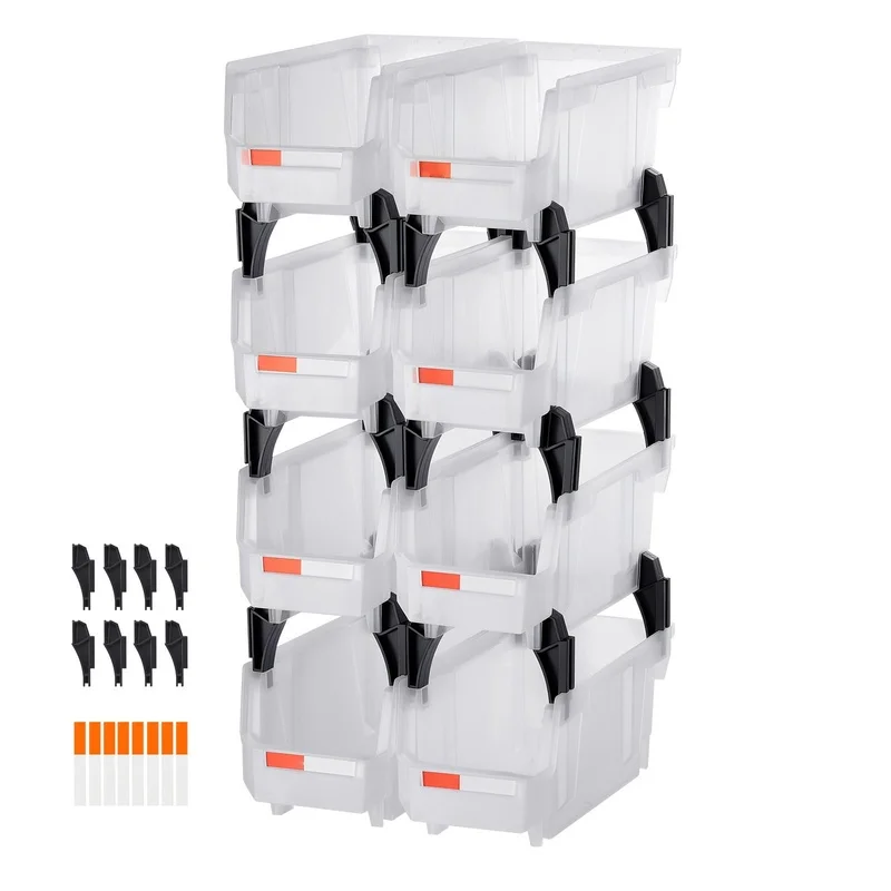

Transparent Stackable Storage Bins, 8-Pack (10.9 x 5.5 x 5.1 in), Organizer Containers for Closet, Garage, Office, Small Parts