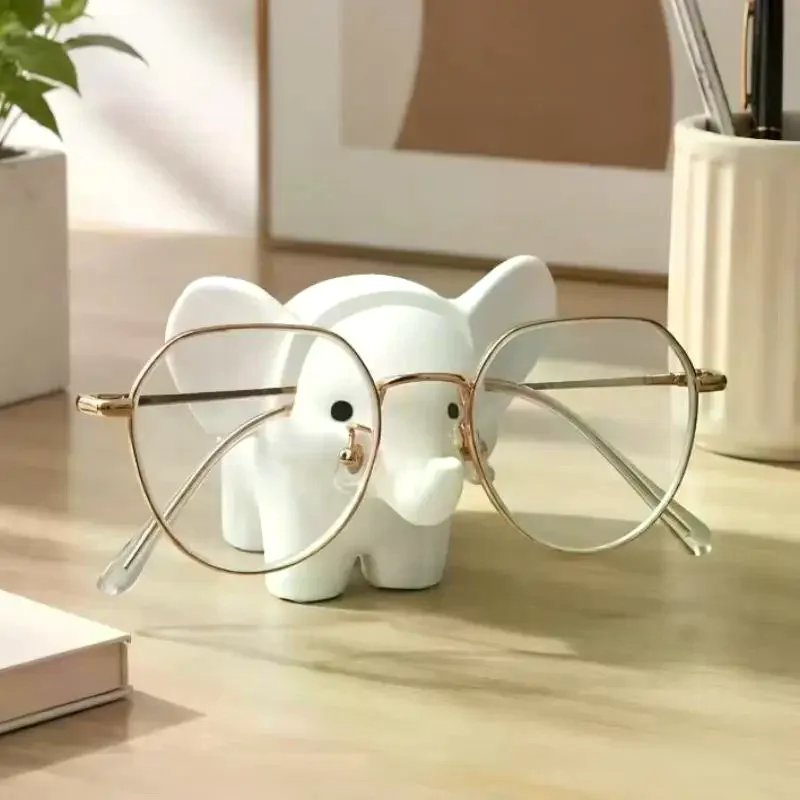 1Pcs 3D Printed Marble Texture Animal Glasses Holder Elephant Glasses Stand Cute Home And Office Desktop Storage Ornament