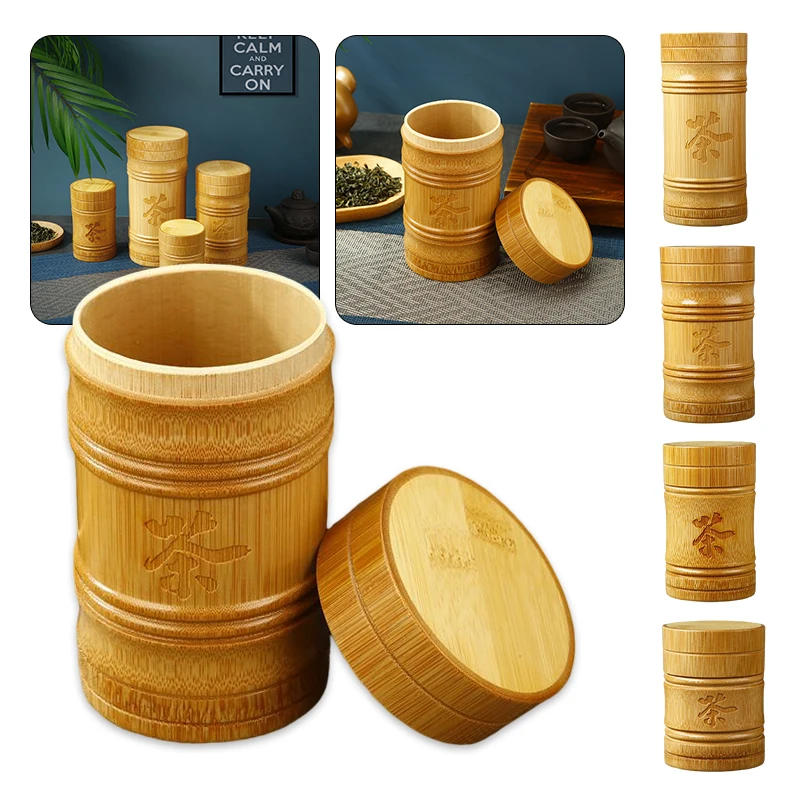 

Portable Lightweight Bamboo Tea Jar Mini Tea Tin Tea Organizer Storage Holder Chinese Tea Container Box