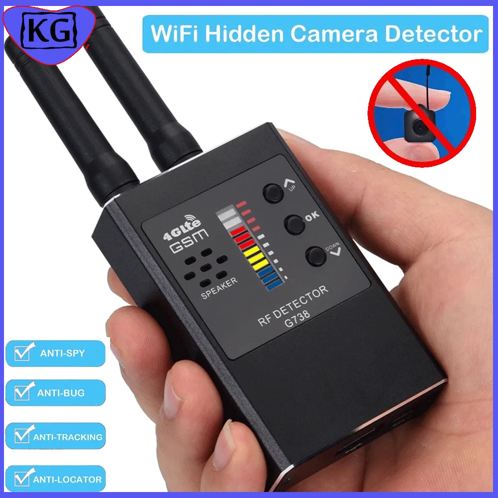 Hidden Camera And Microphone Detector Frequency Scan Camera GSM Audio GSM Bug Finder RF Signal Tracker Spy Gadgets Detector