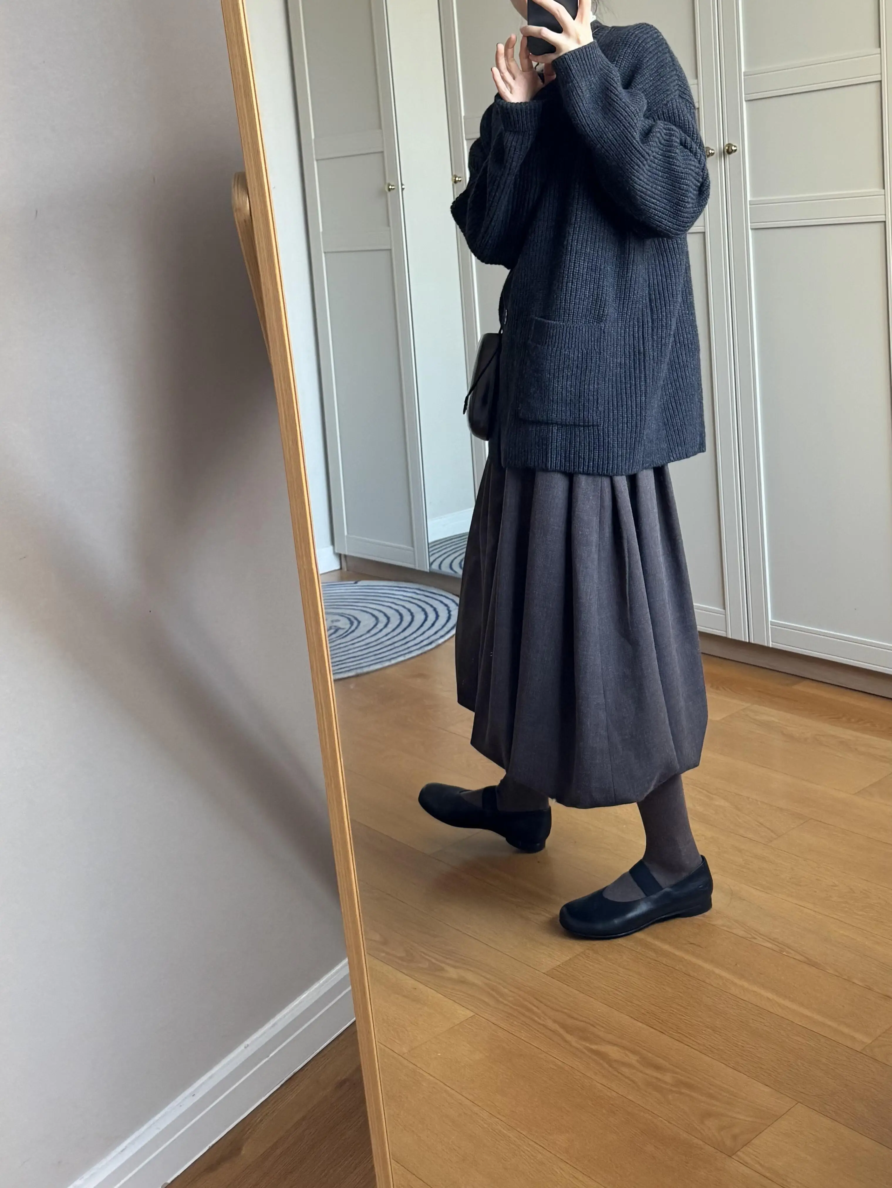 Retro American Thickened Woolen A-Line Flower Bud Skirt Women's High Waist Half Body Skirt Spring Autumn Winter New Style