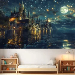 Magic Castle Photography Background Wizard World Night Sky Moon Lightning Party Decoration Photo Props