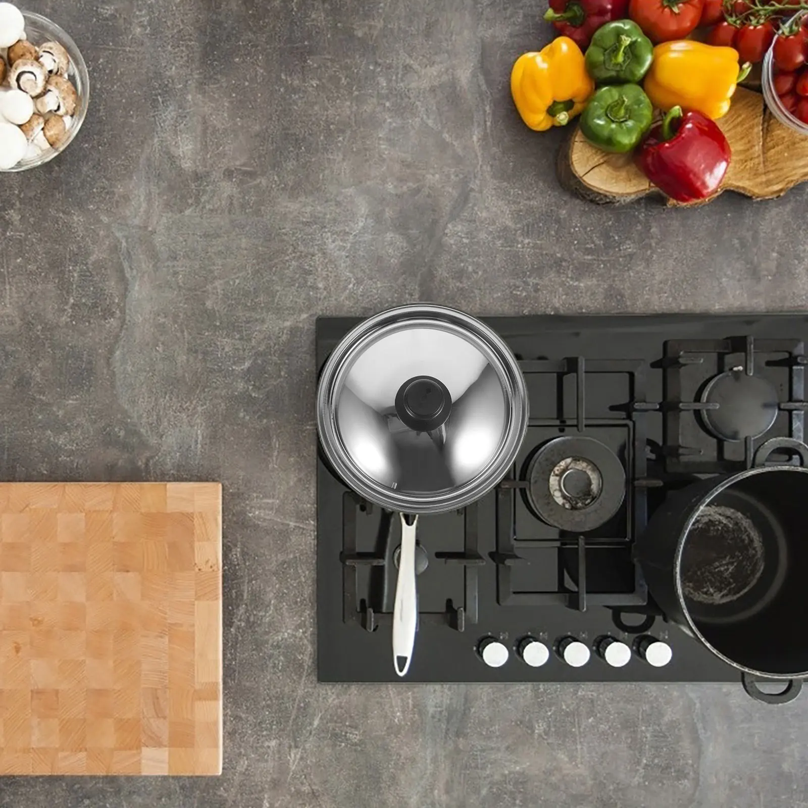 

Anti-Scald Stainless Steel Lid for Pots and Pans Metal Pot Cover Heat Resistant Easy to Clean Pan Lid Frying Pan Cover