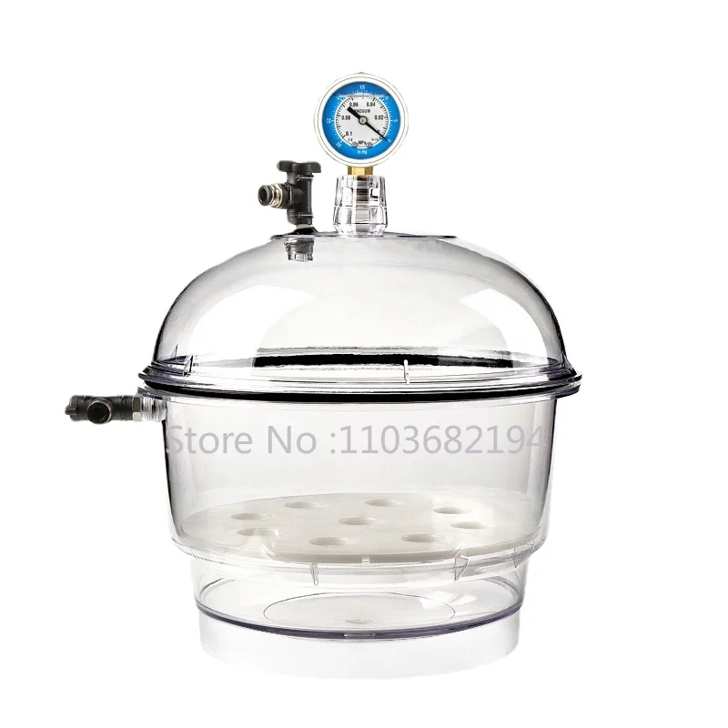 150/250mm Plastic Vacuum Dryer Double Valve Laboratory Transparent Vacuum Drying Dish Drying Kettle