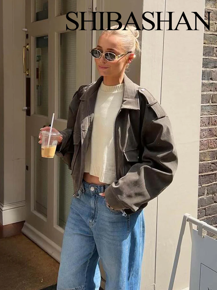 

HH Women Autumn Fashion Retro Suede Textured Long Sleeves Lapel Jacket Female Causal Pockets Decorative Zipper 3-Colors Outwear