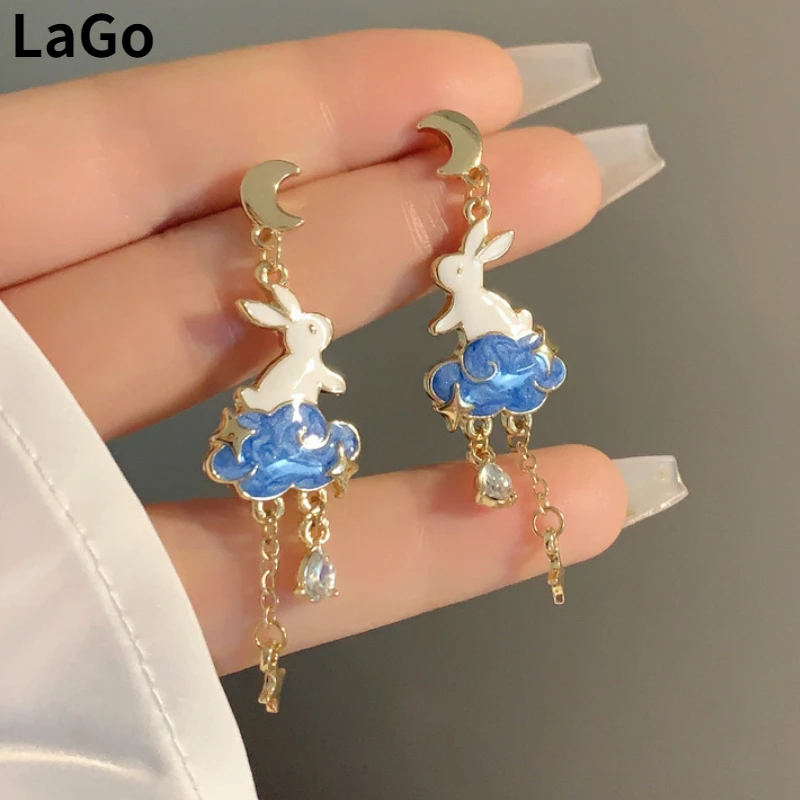 Modern Jewelry 925 Silver Needle Sweet Korean Temperament Rabbit Tassel Earrings For Women 2023 Trend New Delicate Design