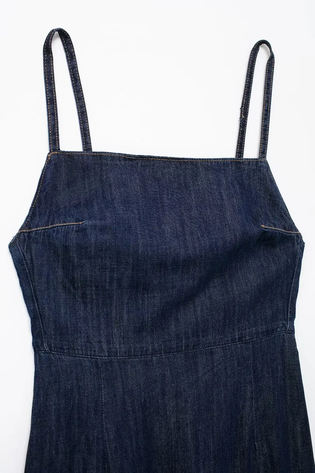 Robe à bretelles longues en denim chic pour femmes, robe rétro dos nu, sangle initiée fine, nouveau, 2024