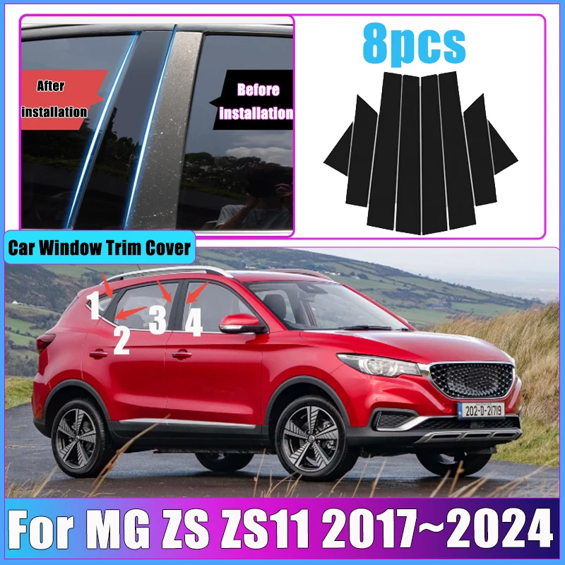 

Автомобильная наклейка для MG ZS, аксессуары ZS11 ZX ZST VS EV 2018 2019 2020 2021 ~ 2024, оконная стойка, дверная отделка BC, крышка колонки, глянцевая