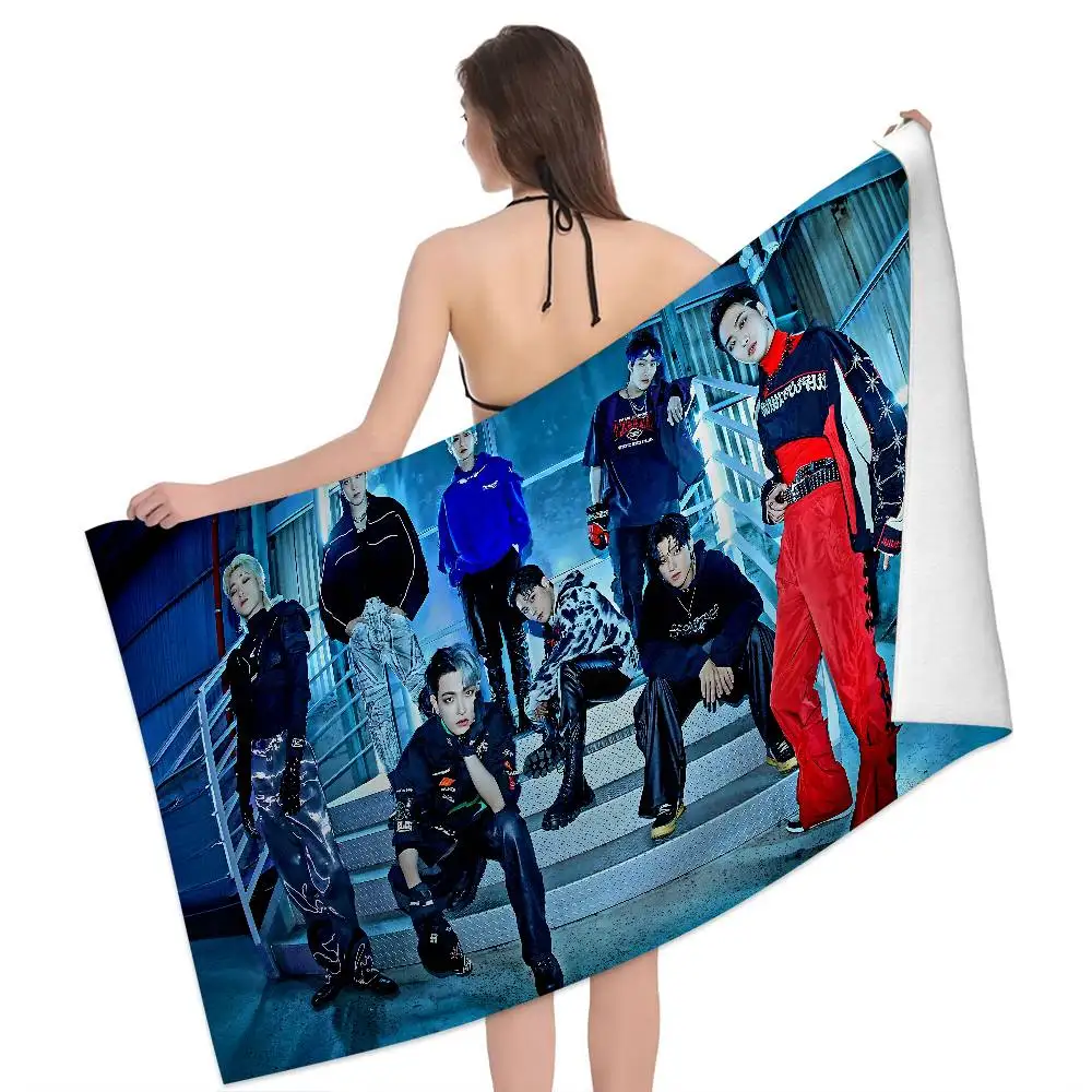 KPOP Hot A-Ateez Singer Microfiber Beach Towel Absorbent Quick dry Soft Yoga Swimming Resort Mountain Climbing Towel