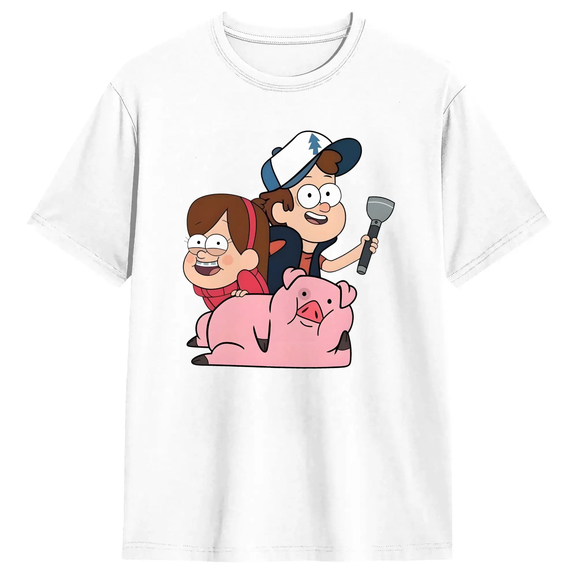 Dipper, Mabel and Waddles Cotton T Shirt For Couple Beach G-Gravity Falls Y2K Casual T Shirts O Neck Harajuku Tee Shirt Tops
