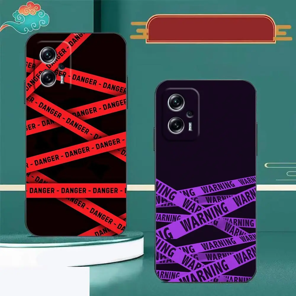 WARNING DANGER Phone Case For Redmi Note 13 12 11 10 9T 9S 9 8 7 6 A1 Pro 5G 4G TPU Case Funda Coque Shell Capa Cover