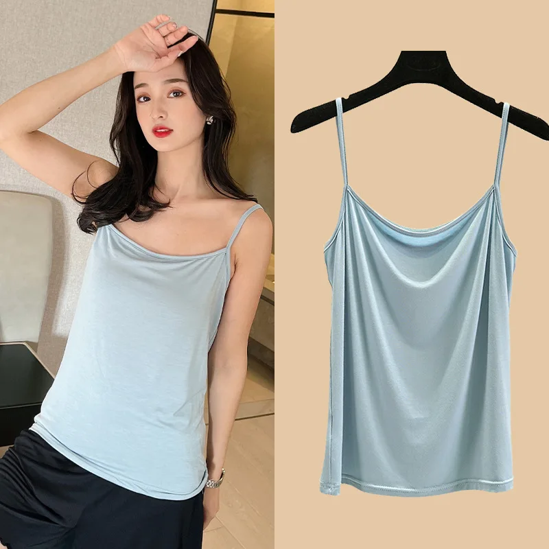 Modal Spaghetti Strap Tops Basic Camis Sleeveless Tank Top Solid color Women summer Camisole all match