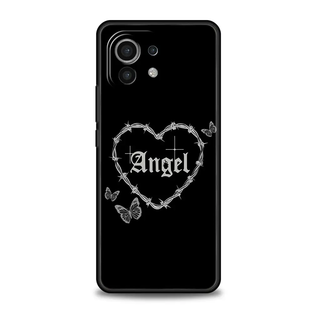 Phone Case For Xiaomi Mi 15 14 13 12 11 Lite 14T 13T 12T 11T Pro Poco X6 X5 M3 X3 Pro F5 F4 Cover Gothic Style Black Lip