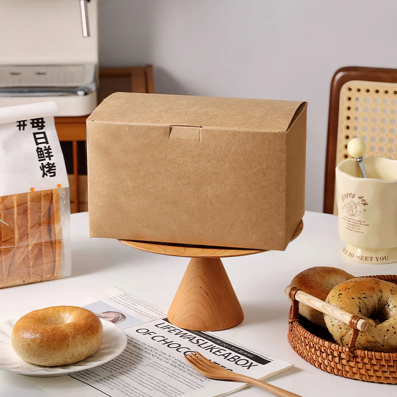 100Pcs/Lot Blank Pure Kraft Paper Box 450g Toast Box Bread Packaging Box Baking Packaging Empty Box