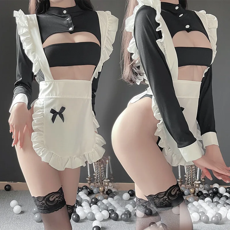 Teddy Baby Doll Cosplay Traje para Mulheres, Lingerie Maid, Bodysuit apertado, Moda Babydoll, Sutiã Aberto, Quente, Meninas adultas, Lolita, Erótica Jogar