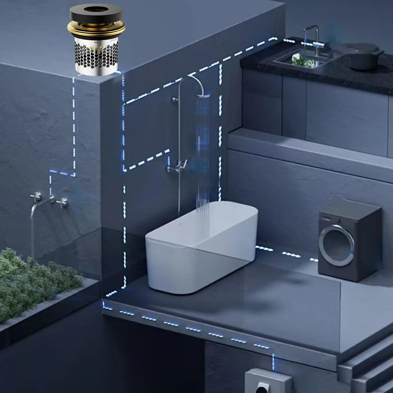 

Shower Head Shut Off Valve 2 Piece Adapter Attachment Water Flow Control Valve For Water Rv Aquarium Bidet Bathtub Plumbing