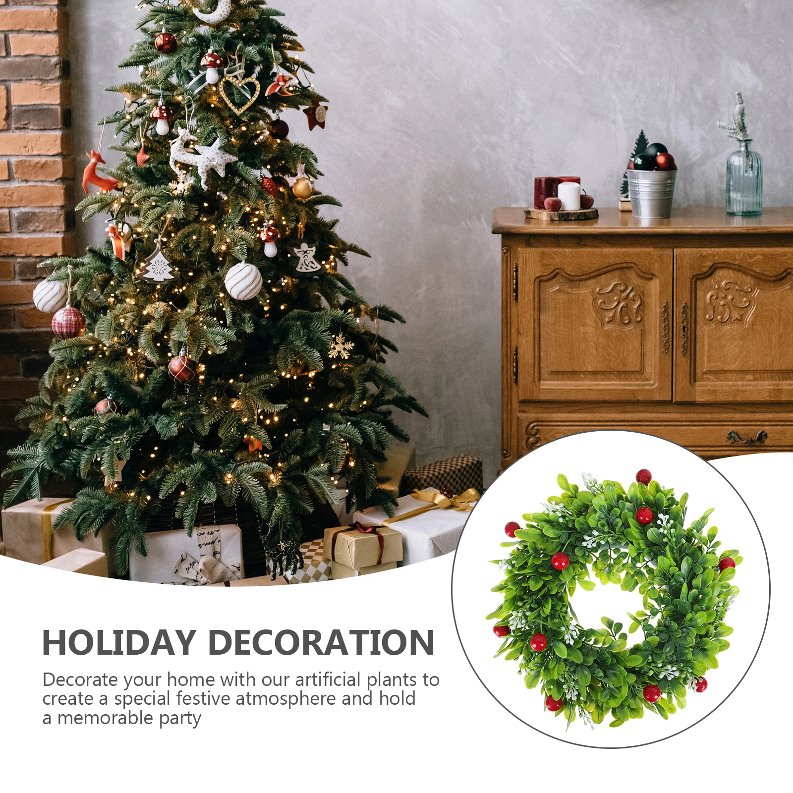 

Christmas Decoration Outdoor Garland Scene Wall Hanging Pendant Artificial Wreath