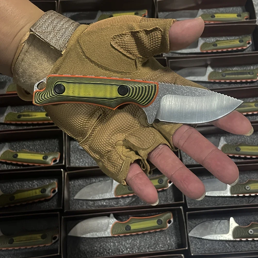 15017 Pisau Lurus Kecil Serbaguna Pisau Kekerasan Tinggi Pegangan G10 Warna Ganda Pisau Bertahan Hidup Berkemah Luar Ruangan Pisau Pancing