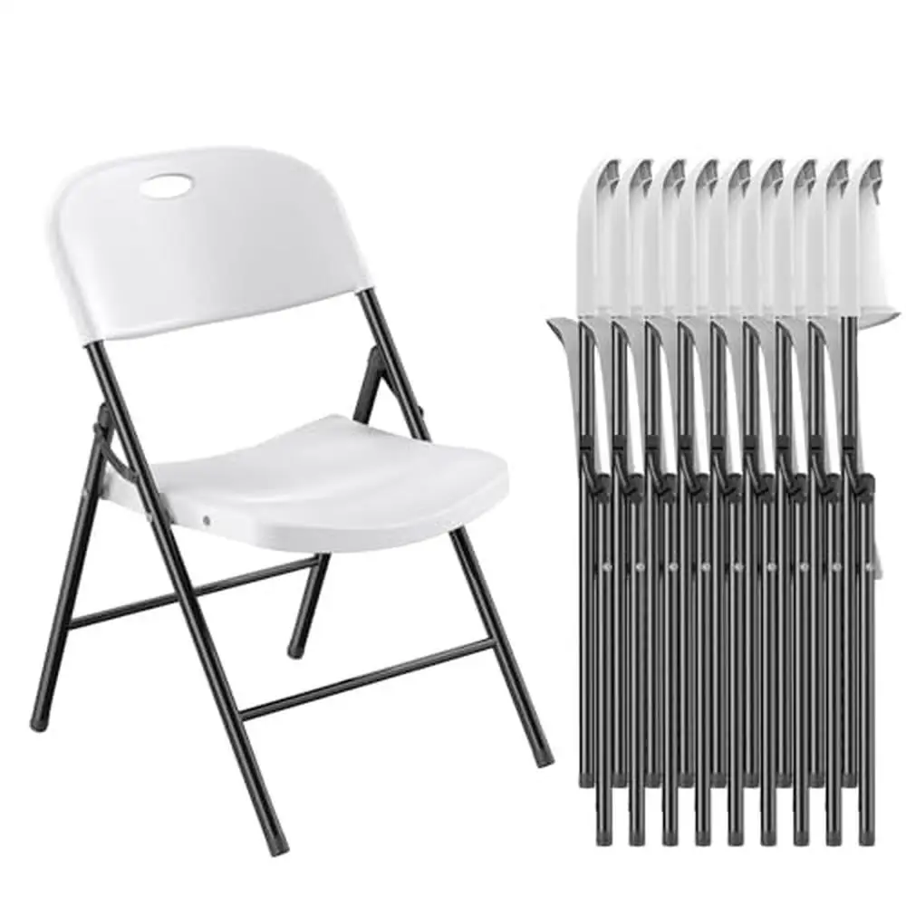 10 Pack Heavy Duty Folding Chairs 650lbs Weight Limit Steel Frame Indoor Outdoor Party Restaurant Wedding Picnic Camping Support