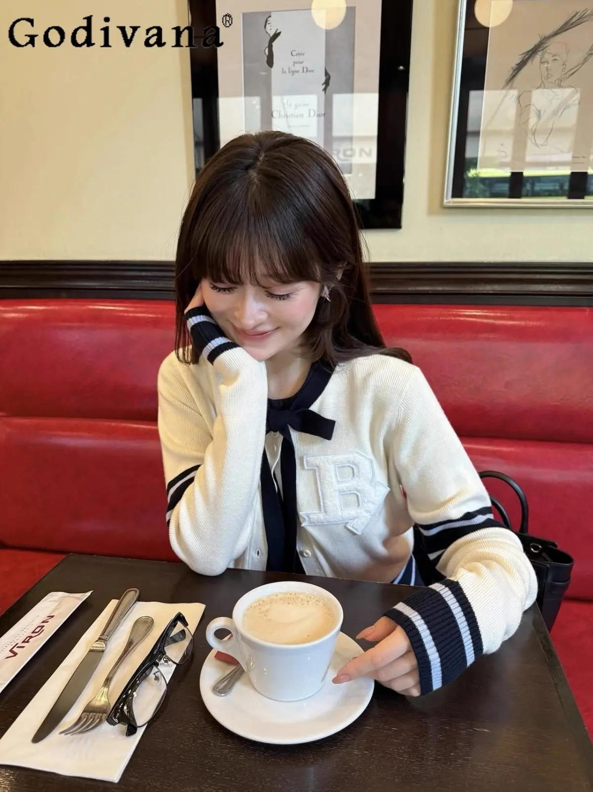 

Academy Style Japanese Original Letter Casual Knitted Sweater Gentle Sweet Lady Daily Commute Versatile Cardigan