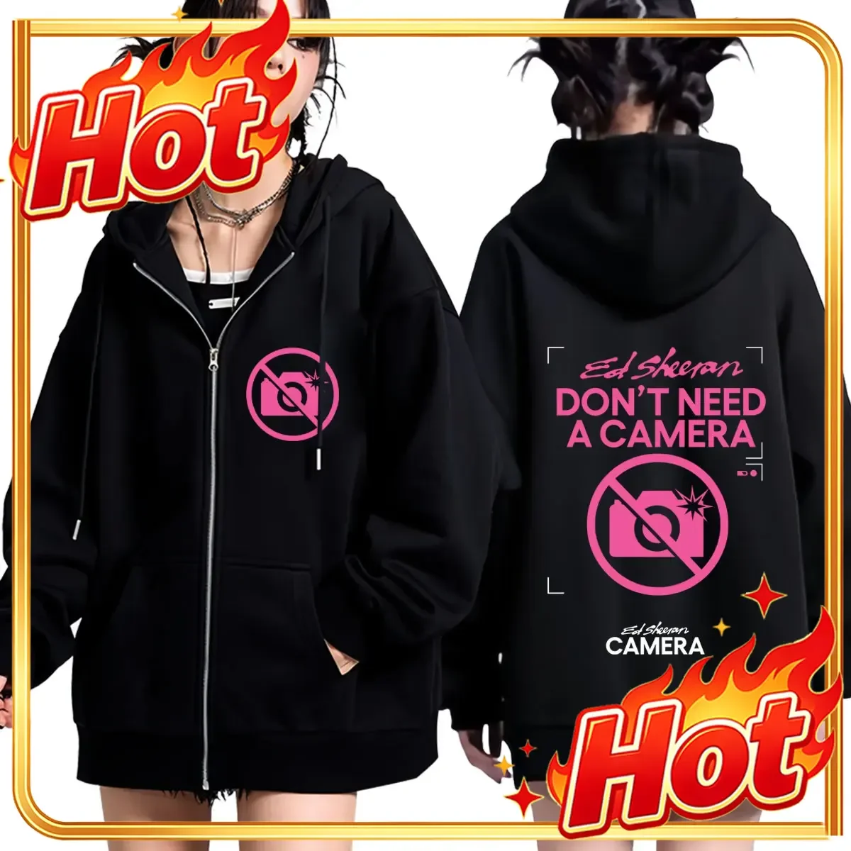 Singer Ed Sheeran Loop Tour 2026 Pop Music Merch Zipper Hoodie Men Women Fashion Oversized Hip Hop Aesthetic Trend Zip Up Jacket
