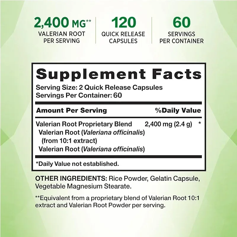Valerian Root - Provides Sleep Support, Prolongs Sleep Time, Improves Sleep Quality, and Promotes Energy Production