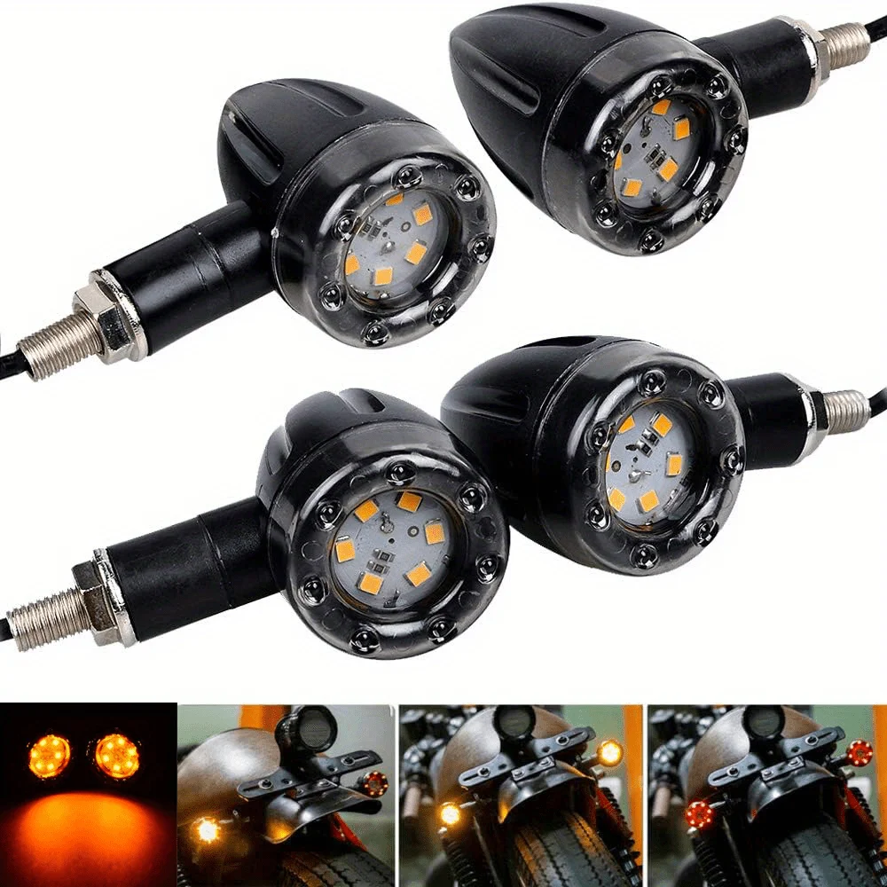 

4/8/12pcs Amber & RED LED Lights for All Motorcycles, Motorbike, Bike, 13 LEDs, ABS Housing + PC Lens, DC12V, Easy Installation