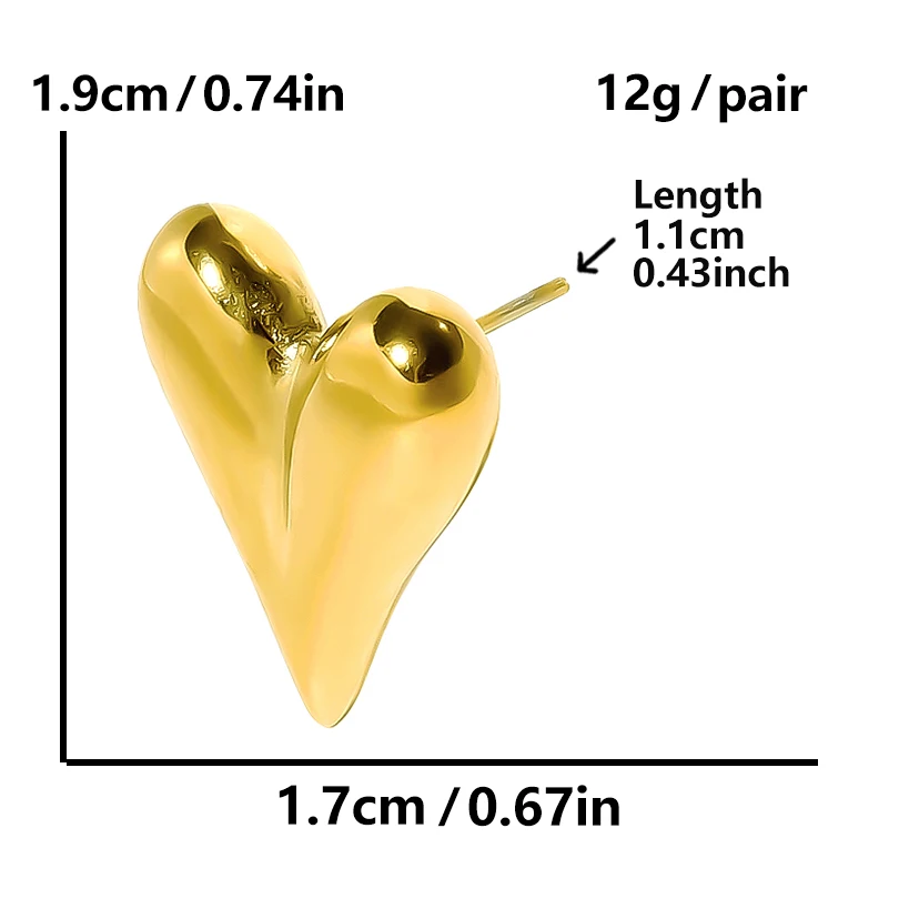 Elegant Girl Jewelry Love Stainless Steel Heart Ear Studs For Women Accessories 2024 Trend Earrings Piercing Boucle d’Oreille