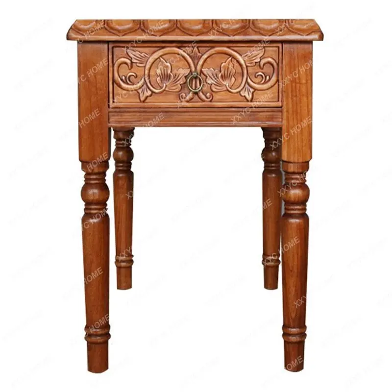 Furniture Side Table Ancient and Modern Log Furniture Thai Furniture Solid Wood Sofa Corner Table Furnishings Living Room