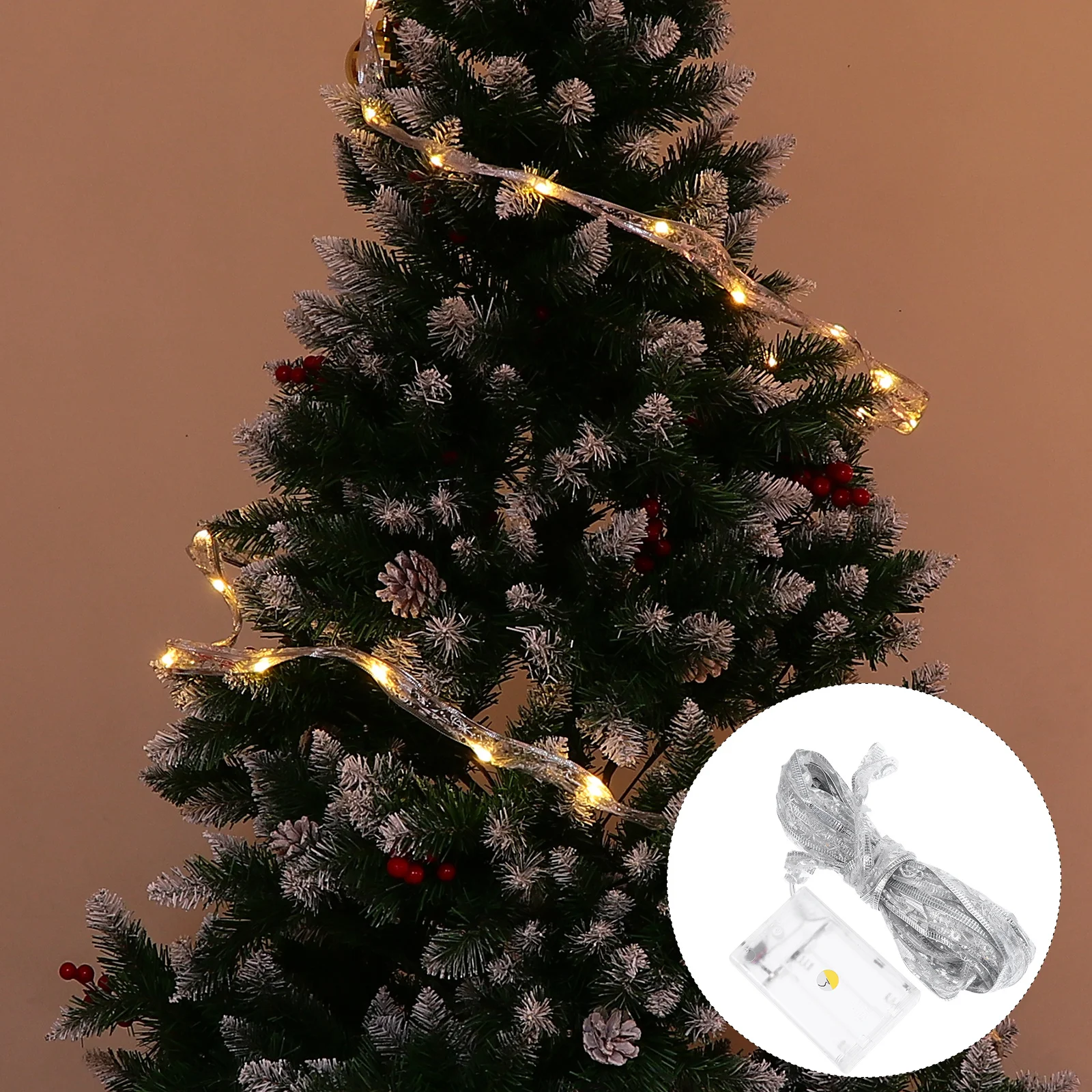 

1Pcs Christmas Tree Decoration LED Ribbon String Star Pattern Xmas Twinkle Light Festive Home Ribbon