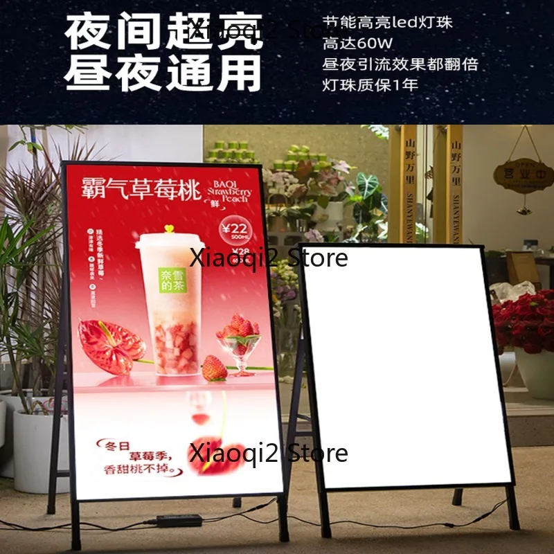Freestanding LED Lightbox Display Stand, Rechargeable Outdoor Glowing Poster Billboard Floor Sign