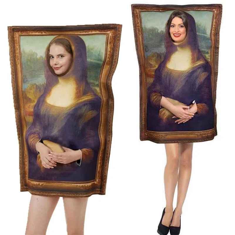 Famous Paintings Costume Mona Lisa The Scream Halloween Adult Men Women Funny Cerative Dress up